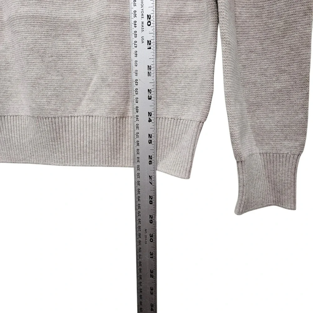 Next Quarter Zip Sweater Mens Small Taupe‎ Cotton Textured Mock Neck Casual